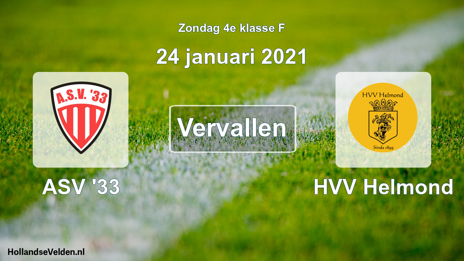 Scheduled Match: ASV '33 - HVV Helmond (24 January 2021)