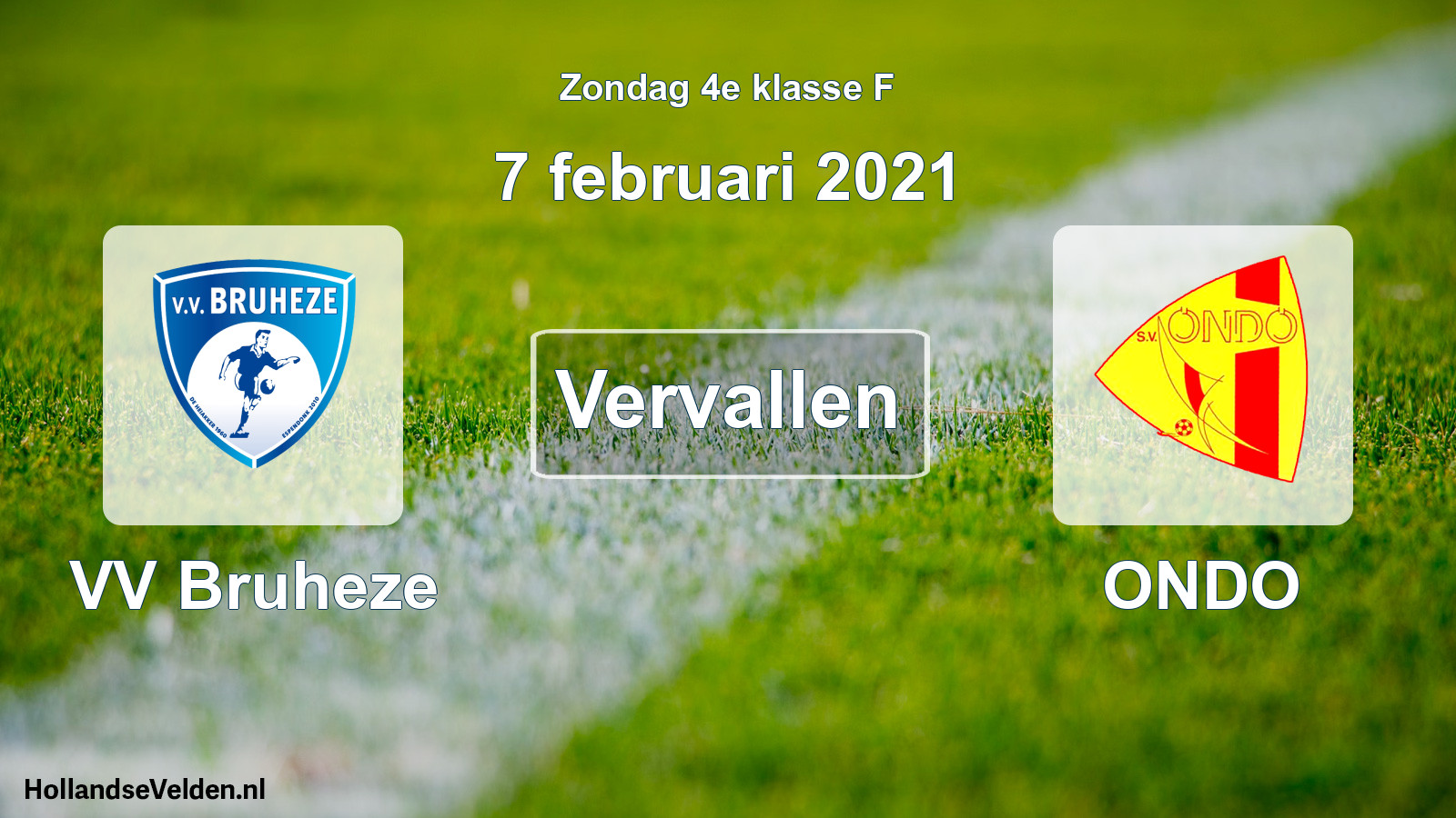 Scheduled Match: VV Bruheze - ONDO (7 February 2021)