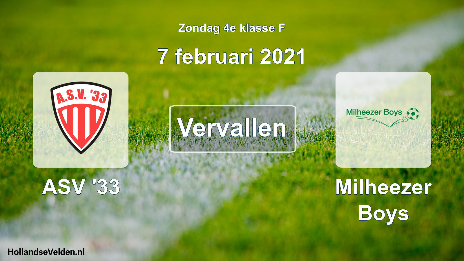 Scheduled Match: ASV '33 - Milheezer Boys (7 February 2021)