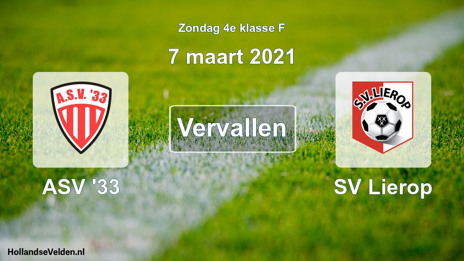 Scheduled Match: ASV '33 - SV Lierop (7 March 2021)