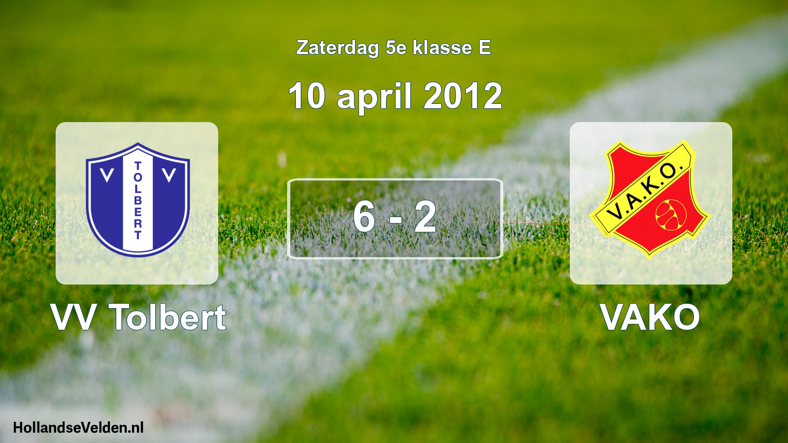 Total number of matches played: VV Tolbert - VAKO 6 - 2 (10 April 2012)