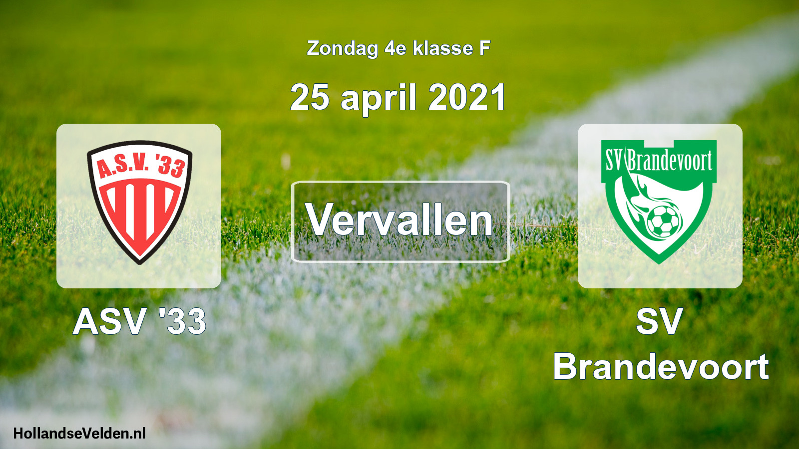 Scheduled Match: ASV '33 - SV Brandevoort (25 April 2021)