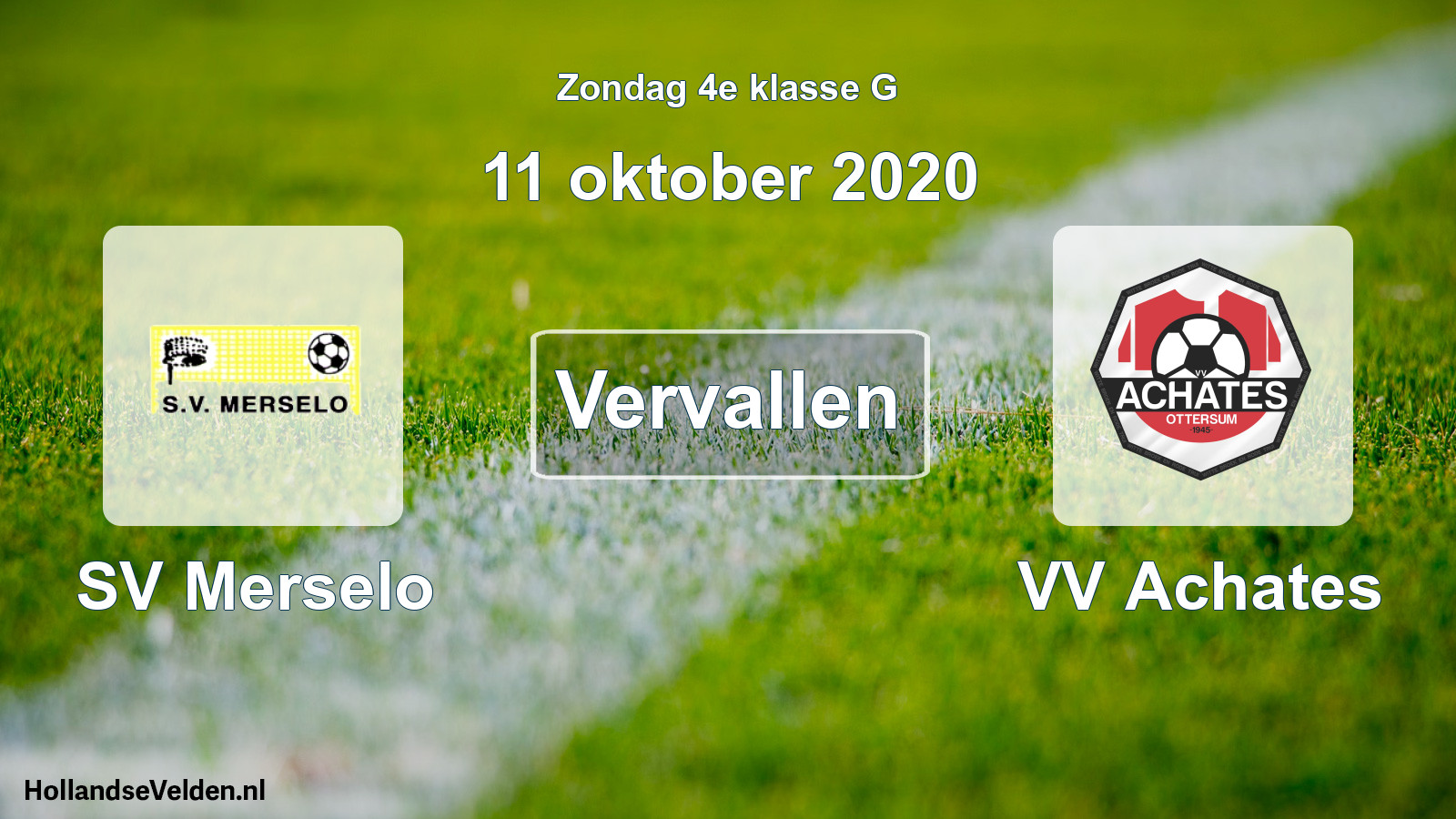 Scheduled Match: SV Merselo - VV Achates (11 October 2020)