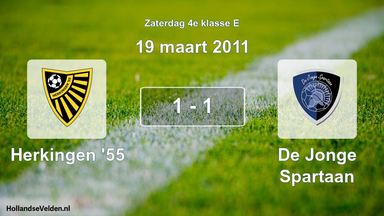 Total number of matches played: Herkingen '55 - De Jonge Spartaan 1 - 1 (19 March 2011)