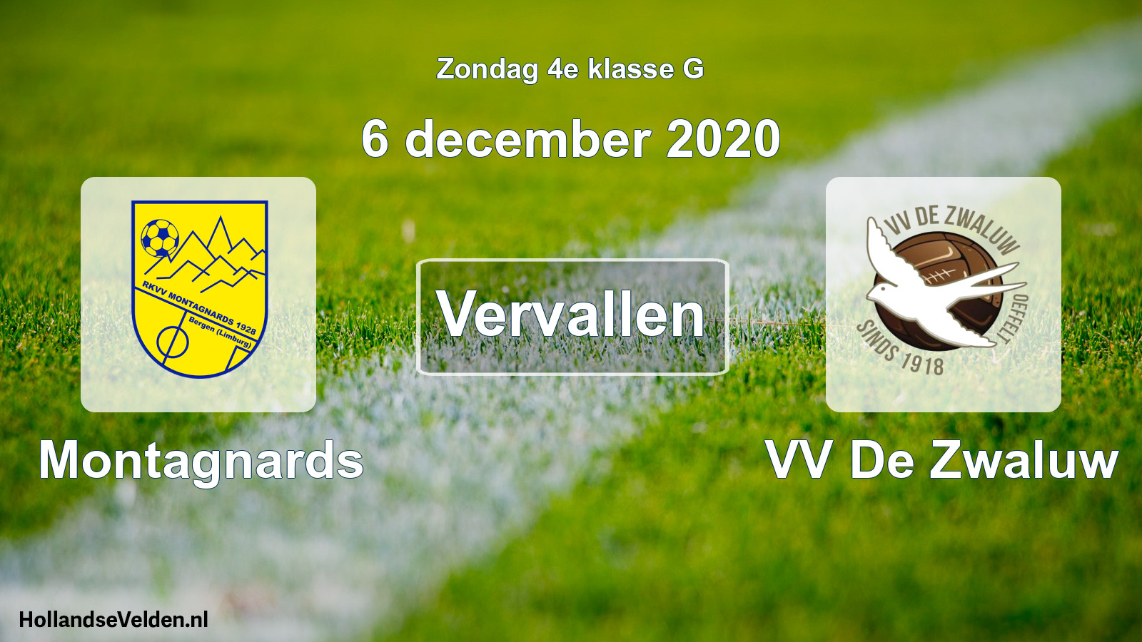 Scheduled Match: Montagnards - VV De Zwaluw (6 December 2020)