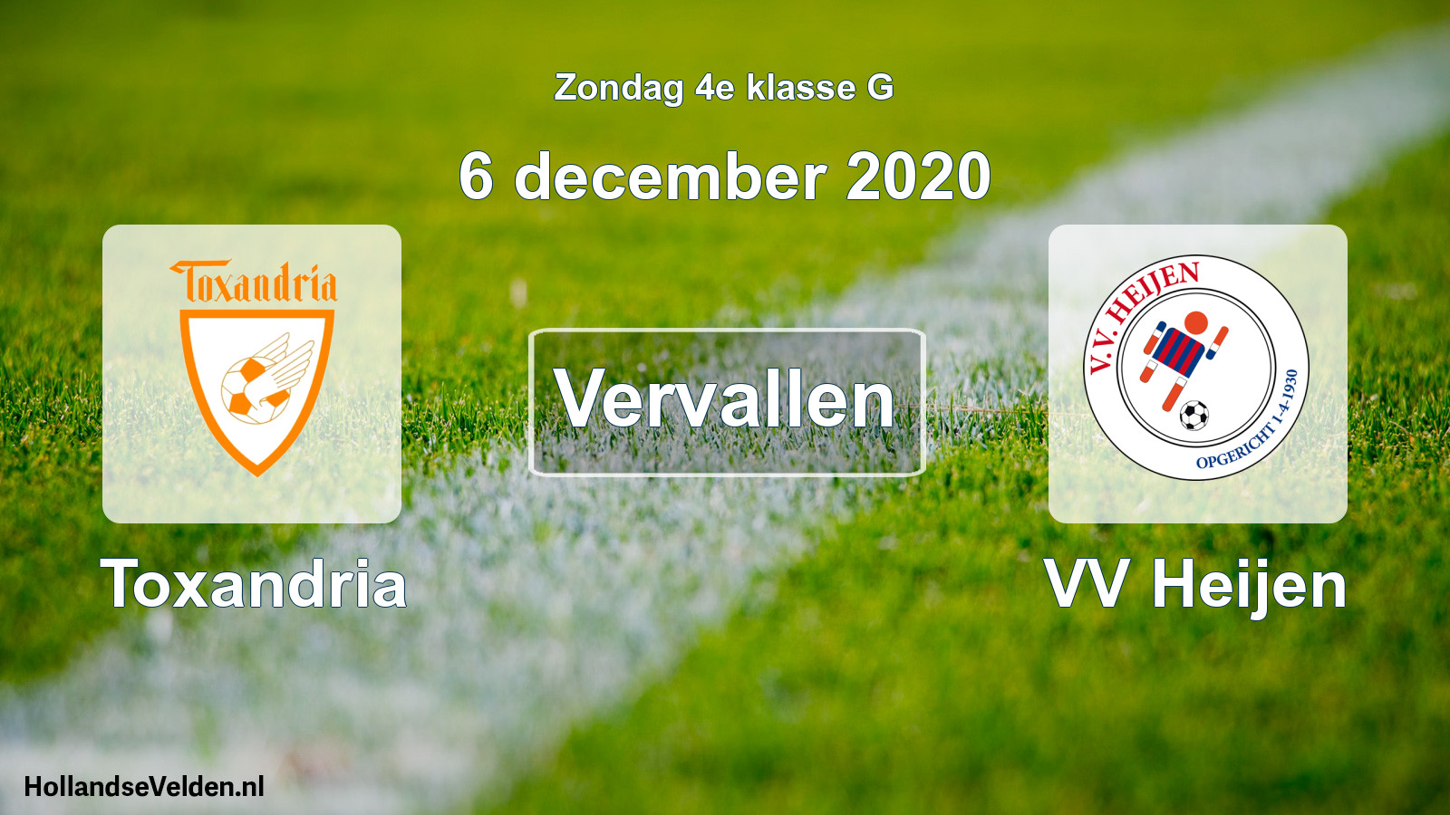 Scheduled Match: Toxandria - VV Heijen (6 December 2020)
