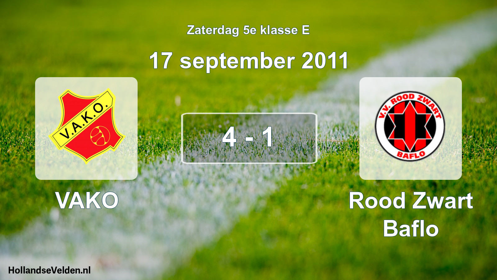Total number of matches played: VAKO - Rood Zwart Baflo 4 - 1 (17 September 2011)