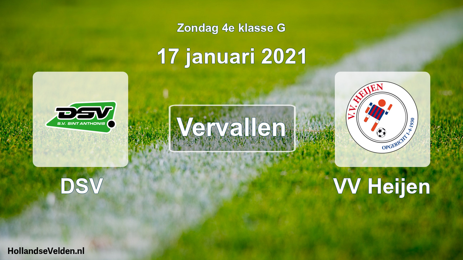 Scheduled Match: DSV - VV Heijen (17 January 2021)