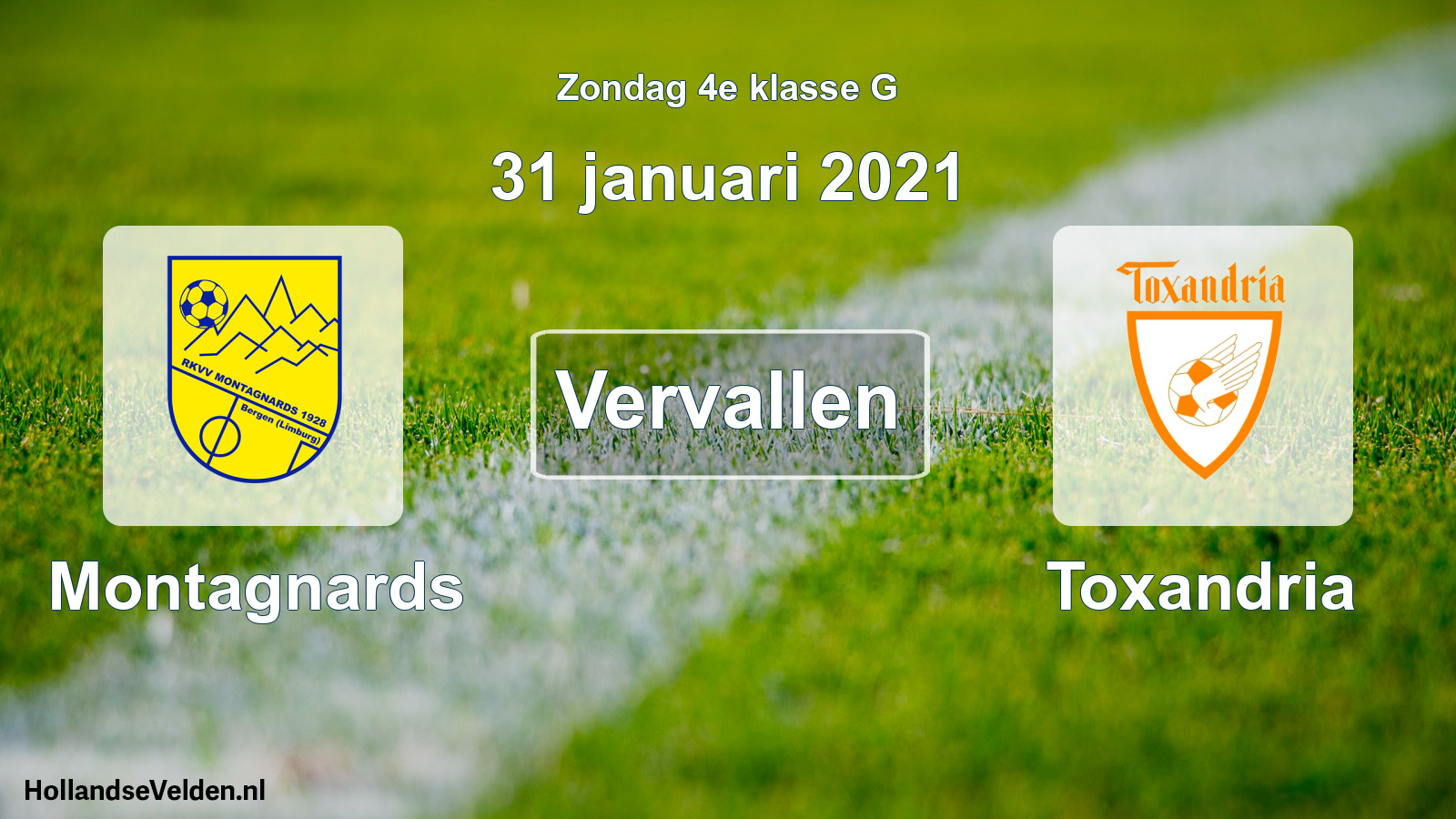 Scheduled Match: Montagnards - Toxandria (31 January 2021)