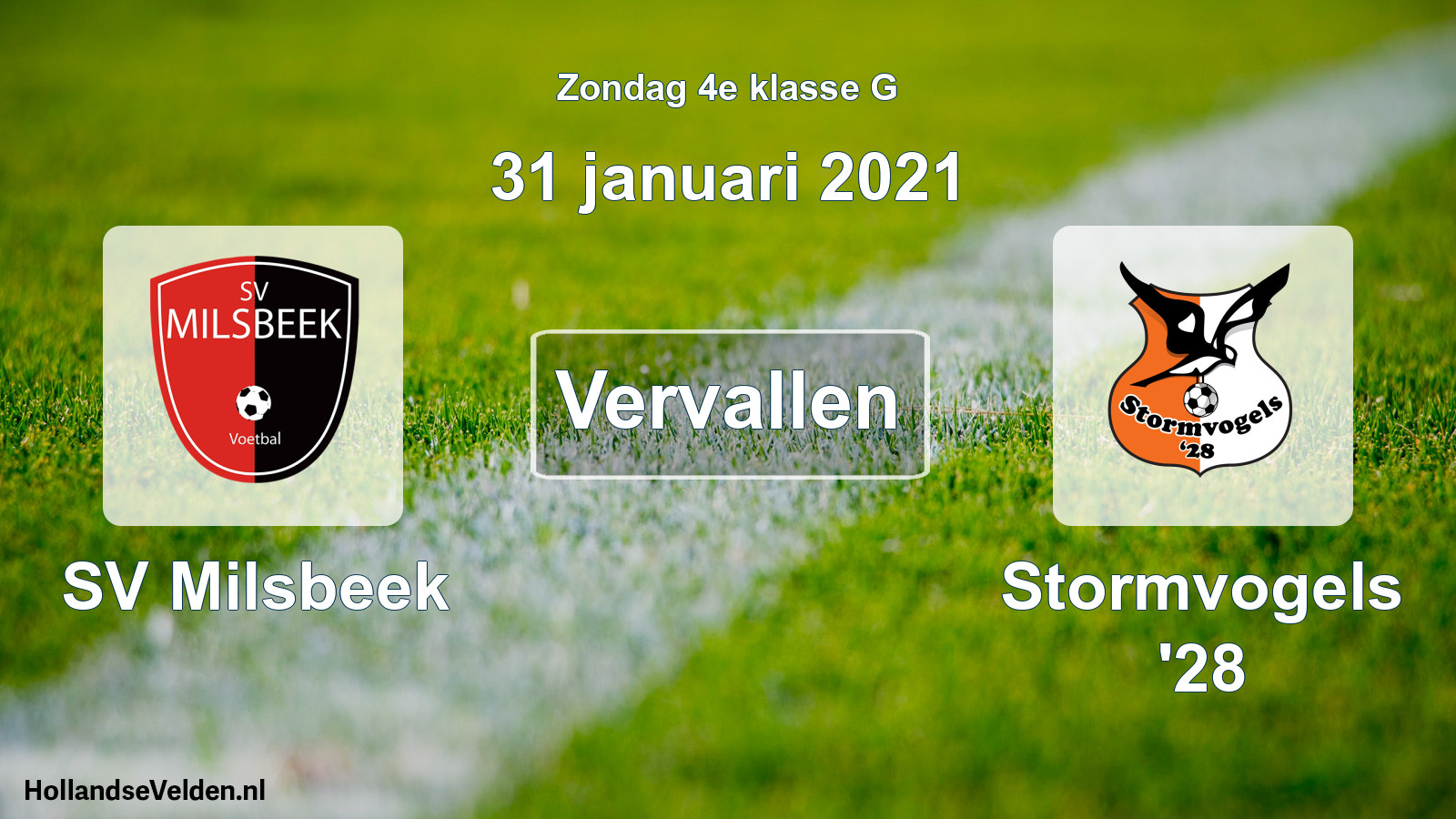 Scheduled Match: SV Milsbeek - Stormvogels '28 (31 January 2021)