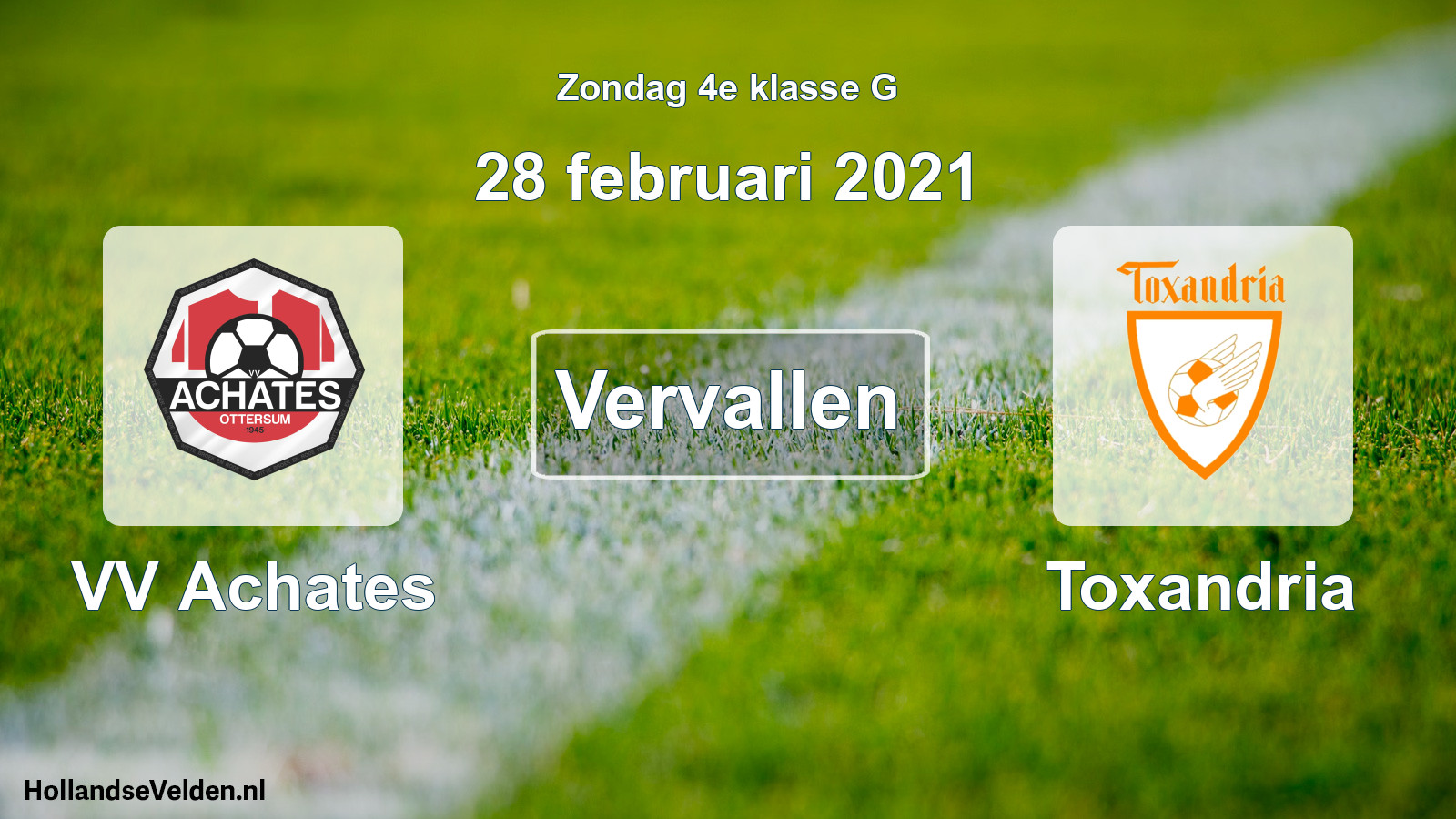 Scheduled Match: VV Achates - Toxandria (28 February 2021)