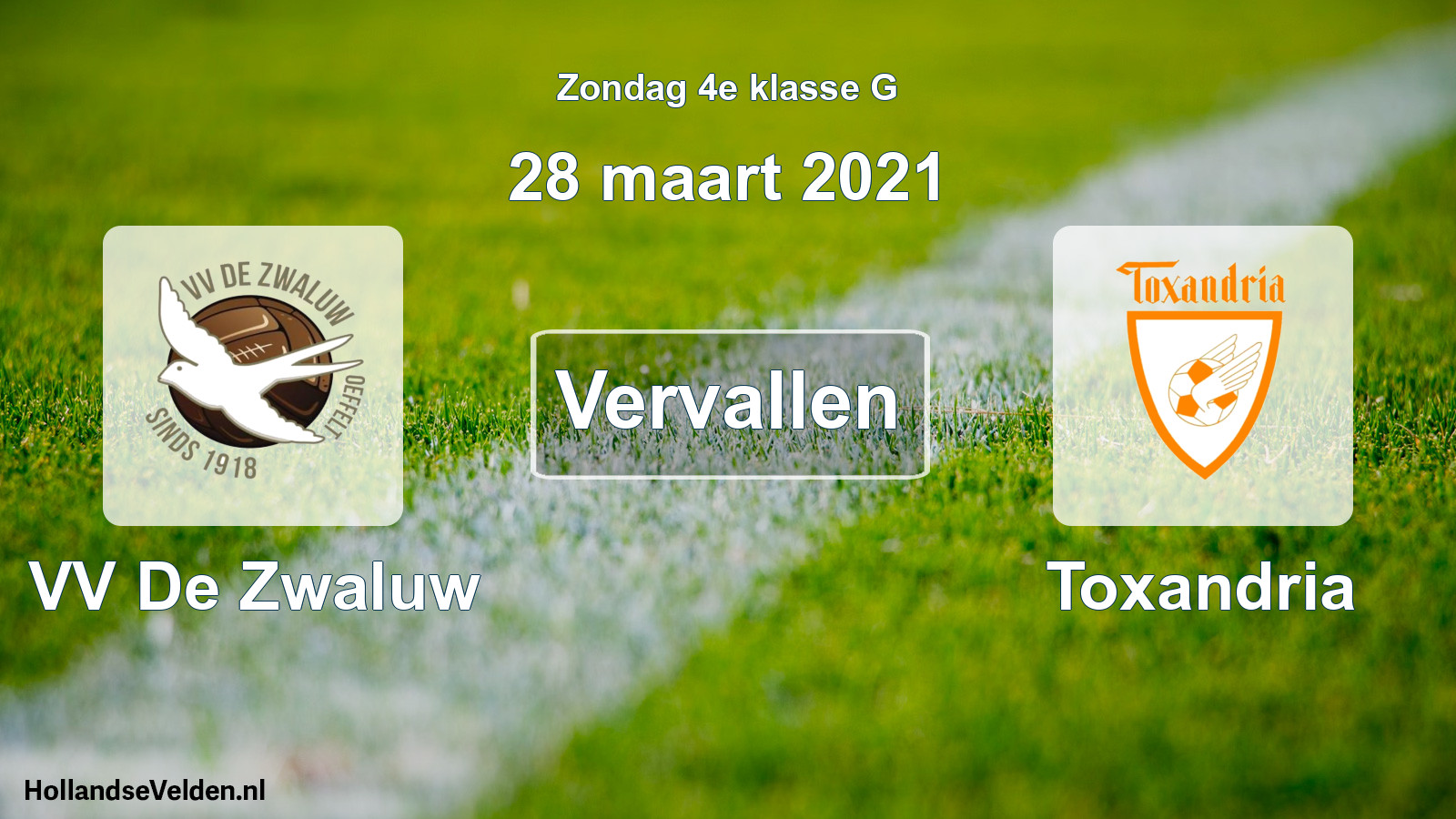 Scheduled Match: VV De Zwaluw - Toxandria (28 March 2021)