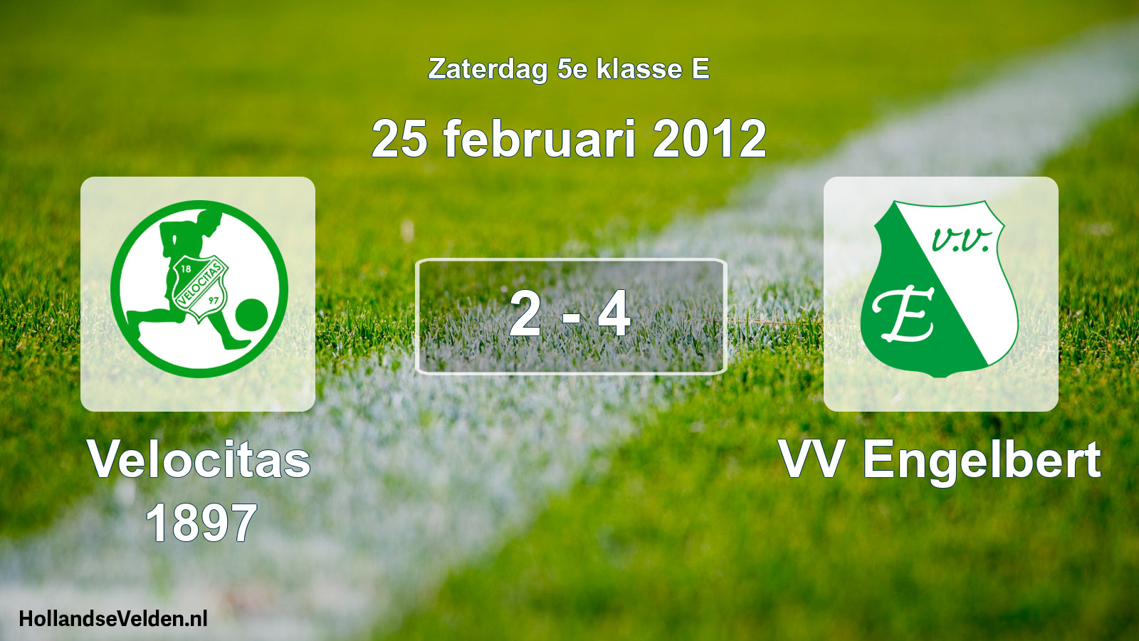 Total number of matches played: Velocitas 1897 - VV Engelbert 2 - 4 (25 February 2012)