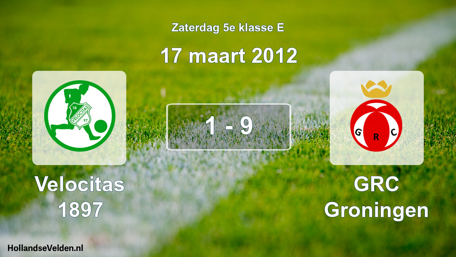 Total number of matches played: Velocitas 1897 - GRC Groningen 1 - 9 (17 March 2012)