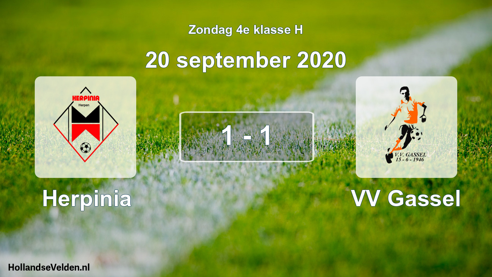 Total number of matches played: Herpinia - VV Gassel 1 - 1 (20 September 2020)