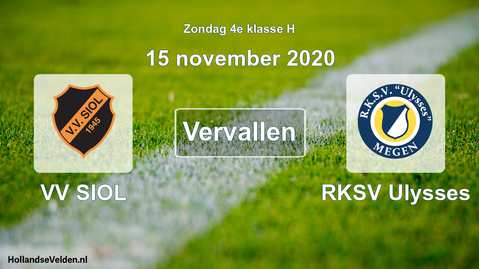 Scheduled Match: VV SIOL - RKSV Ulysses (15 November 2020)