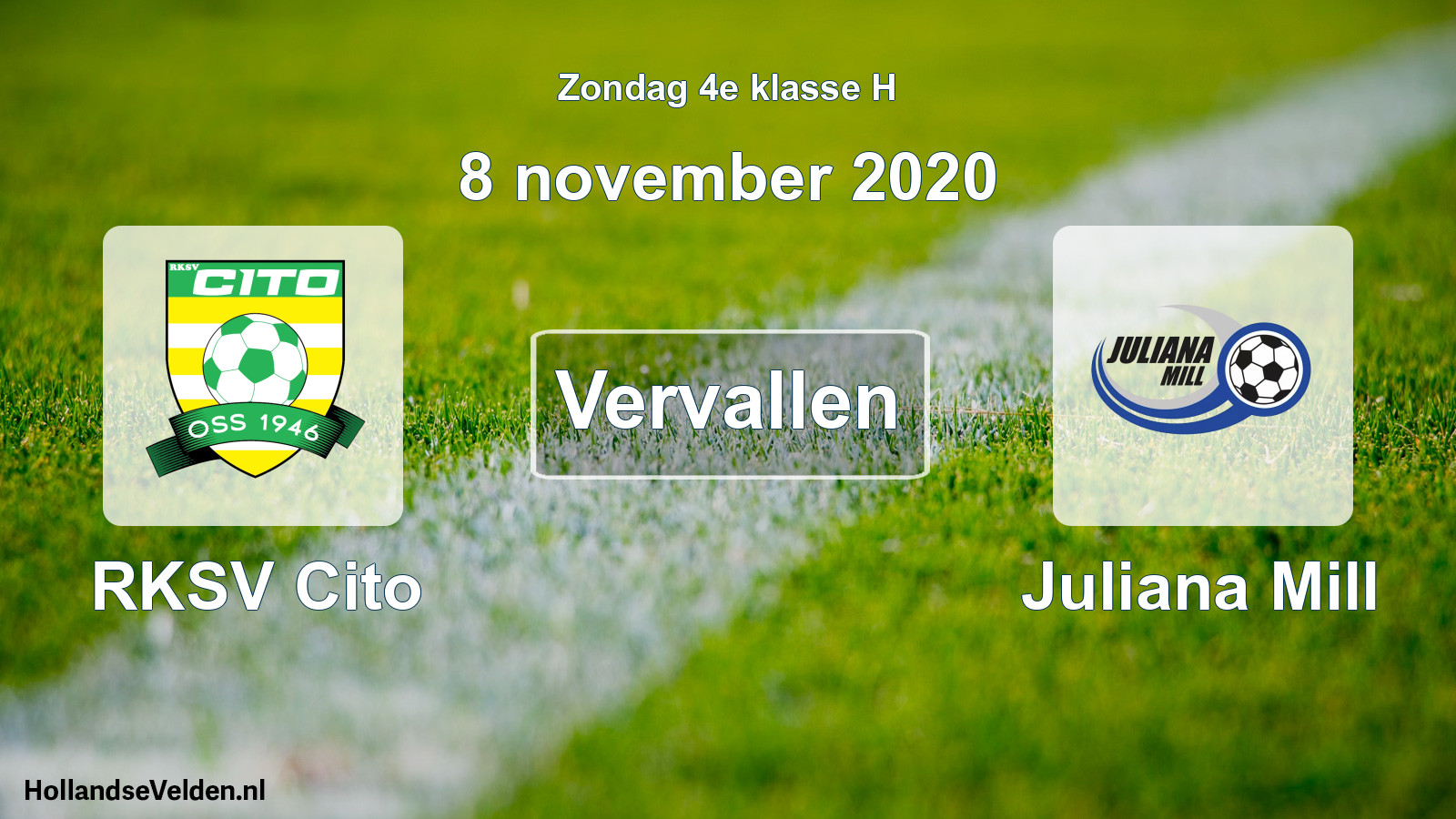 Scheduled Match: RKSV Cito - Juliana Mill (8 November 2020)