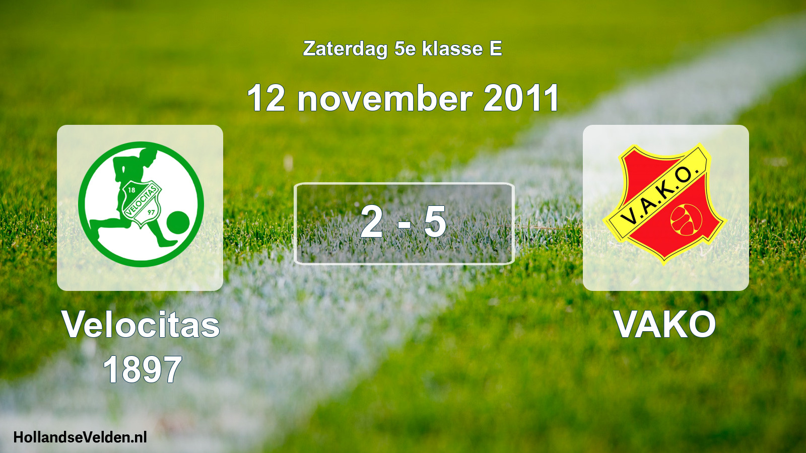 Total number of matches played: Velocitas 1897 - VAKO 2 - 5 (12 November 2011)