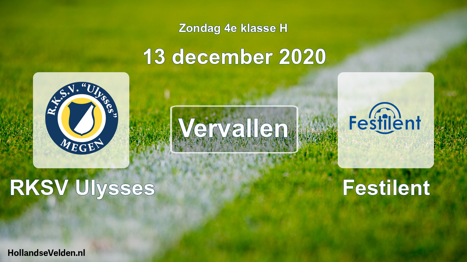 Scheduled Match: RKSV Ulysses - Festilent (13 December 2020)