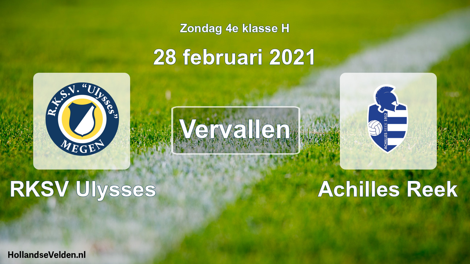 Scheduled Match: RKSV Ulysses - Achilles Reek (28 February 2021)