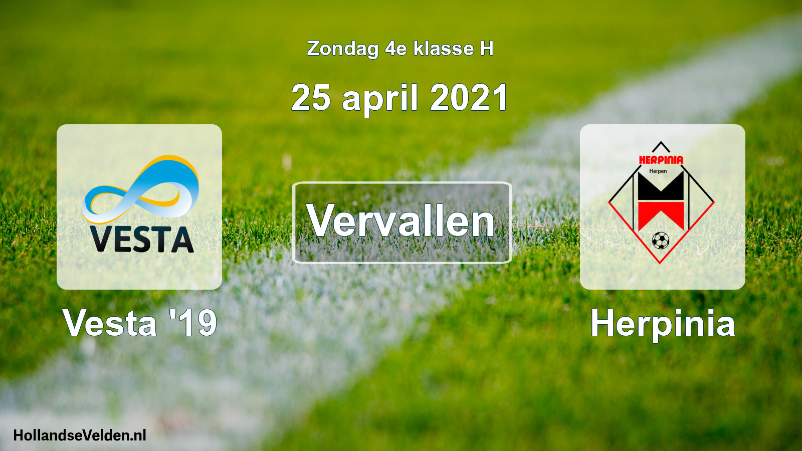 Geplande wedstrijd: Vesta '19 - Herpinia (25 april 2021)
