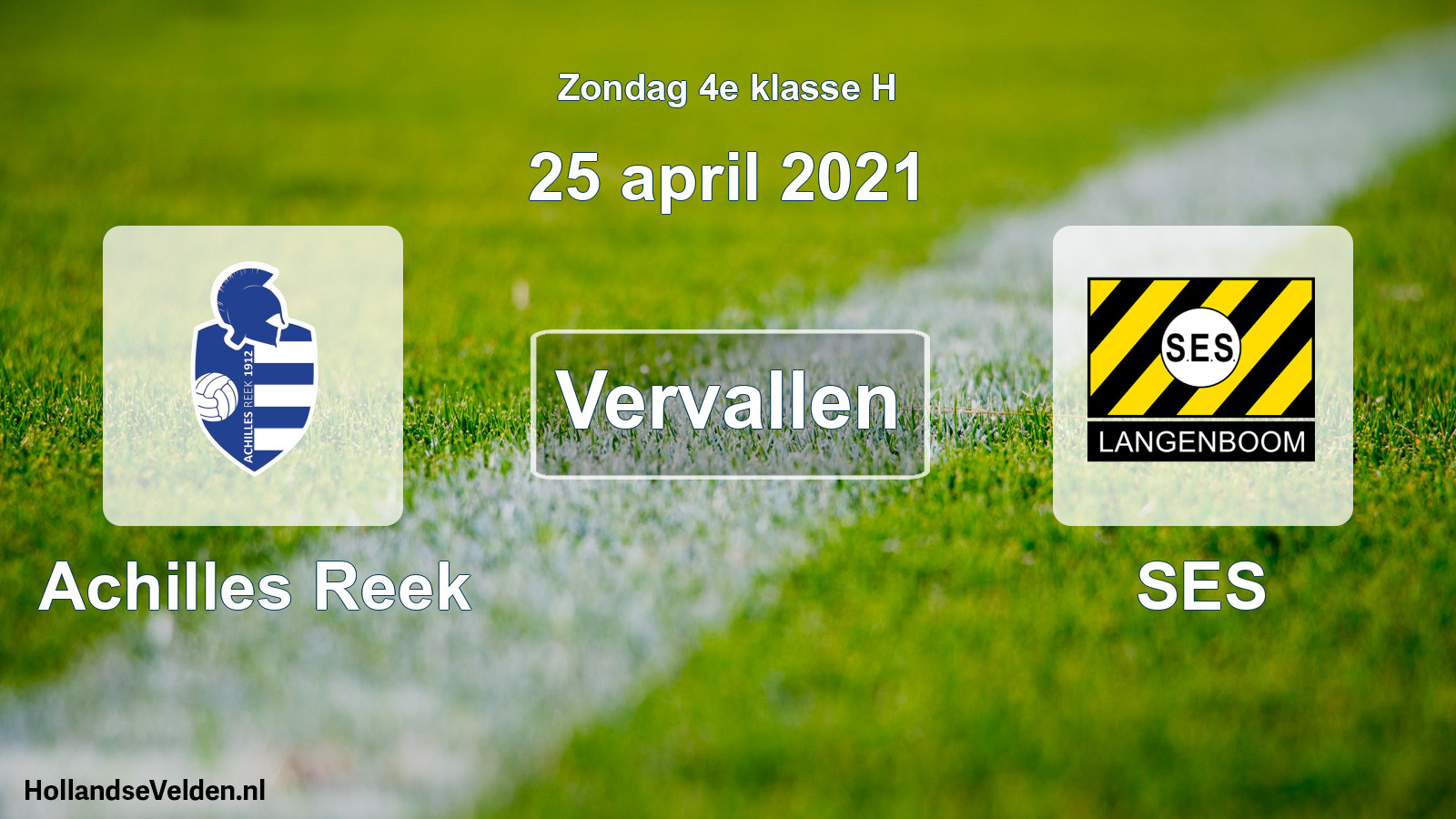Scheduled Match: Achilles Reek - SES (25 April 2021)
