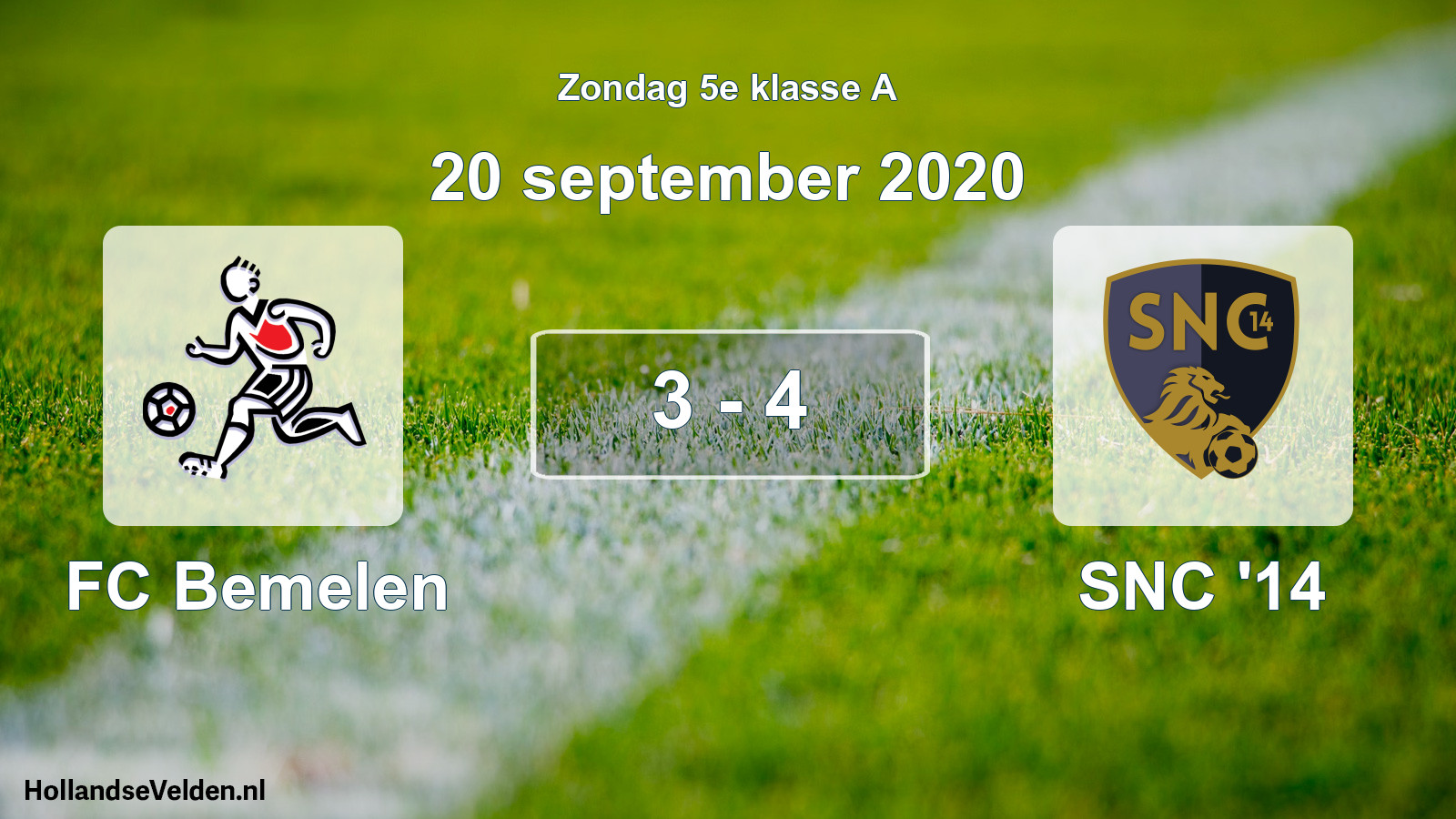 Total number of matches played: FC Bemelen - SNC '14 3 - 4 (20 September 2020)