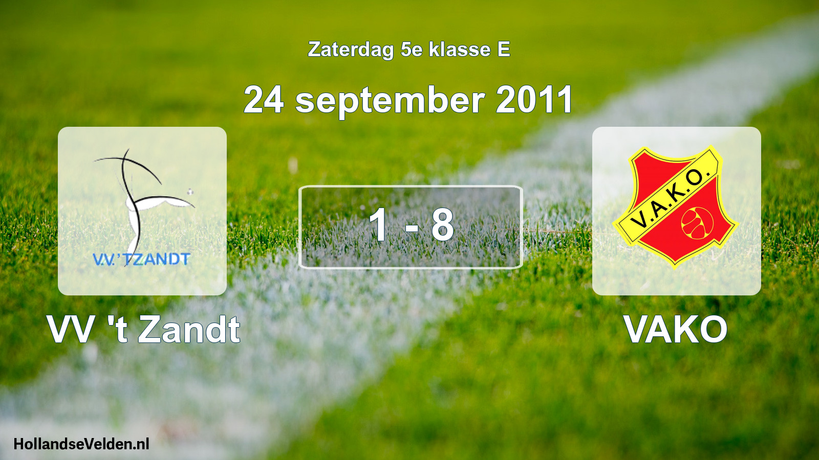 Total number of matches played: VV 't Zandt - VAKO 1 - 8 (24 September 2011)