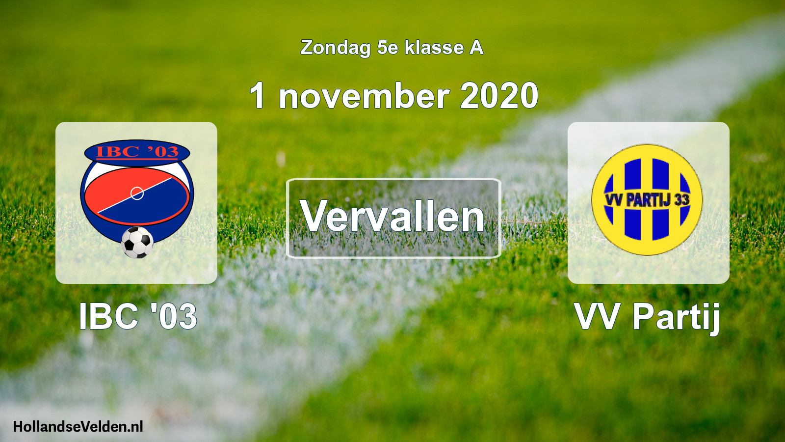 Scheduled Match: IBC '03 - VV Partij (1 November 2020)