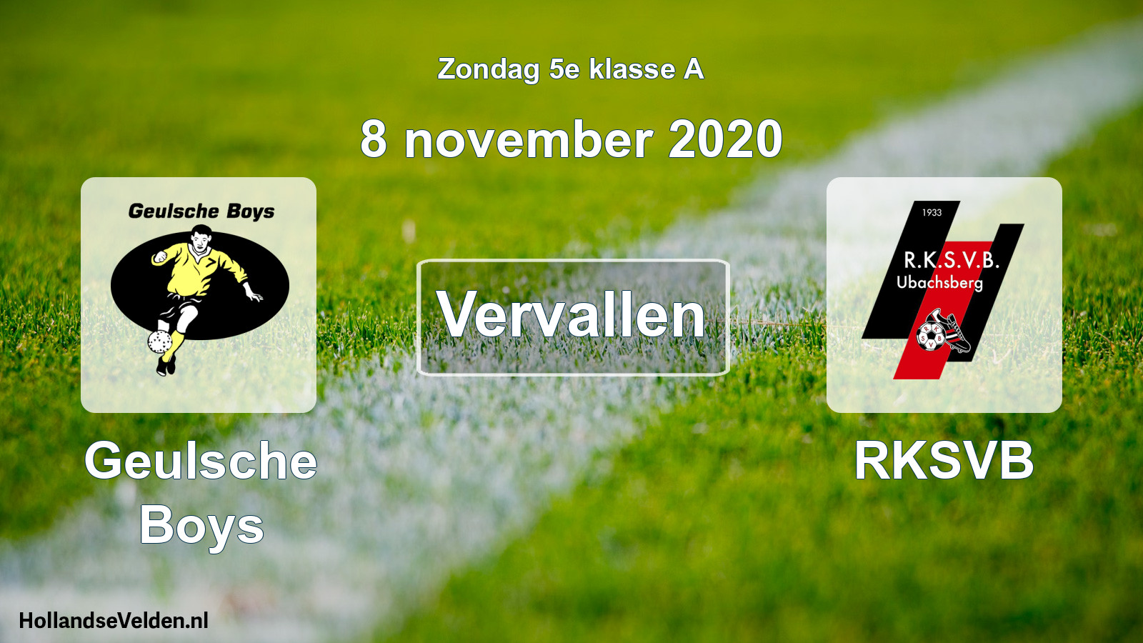 Scheduled Match: Geulsche Boys - RKSVB (8 November 2020)