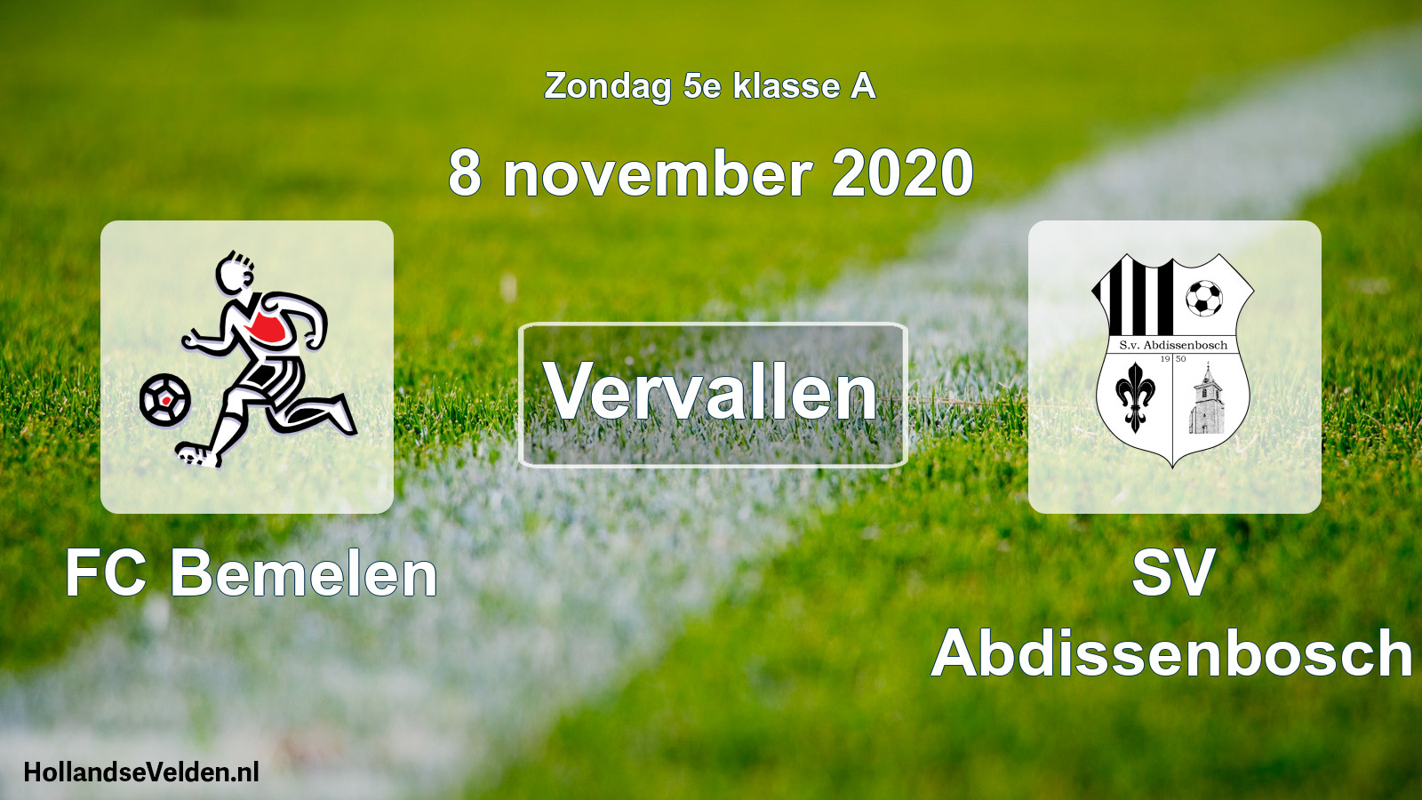 Scheduled Match: FC Bemelen - SV Abdissenbosch (8 November 2020)