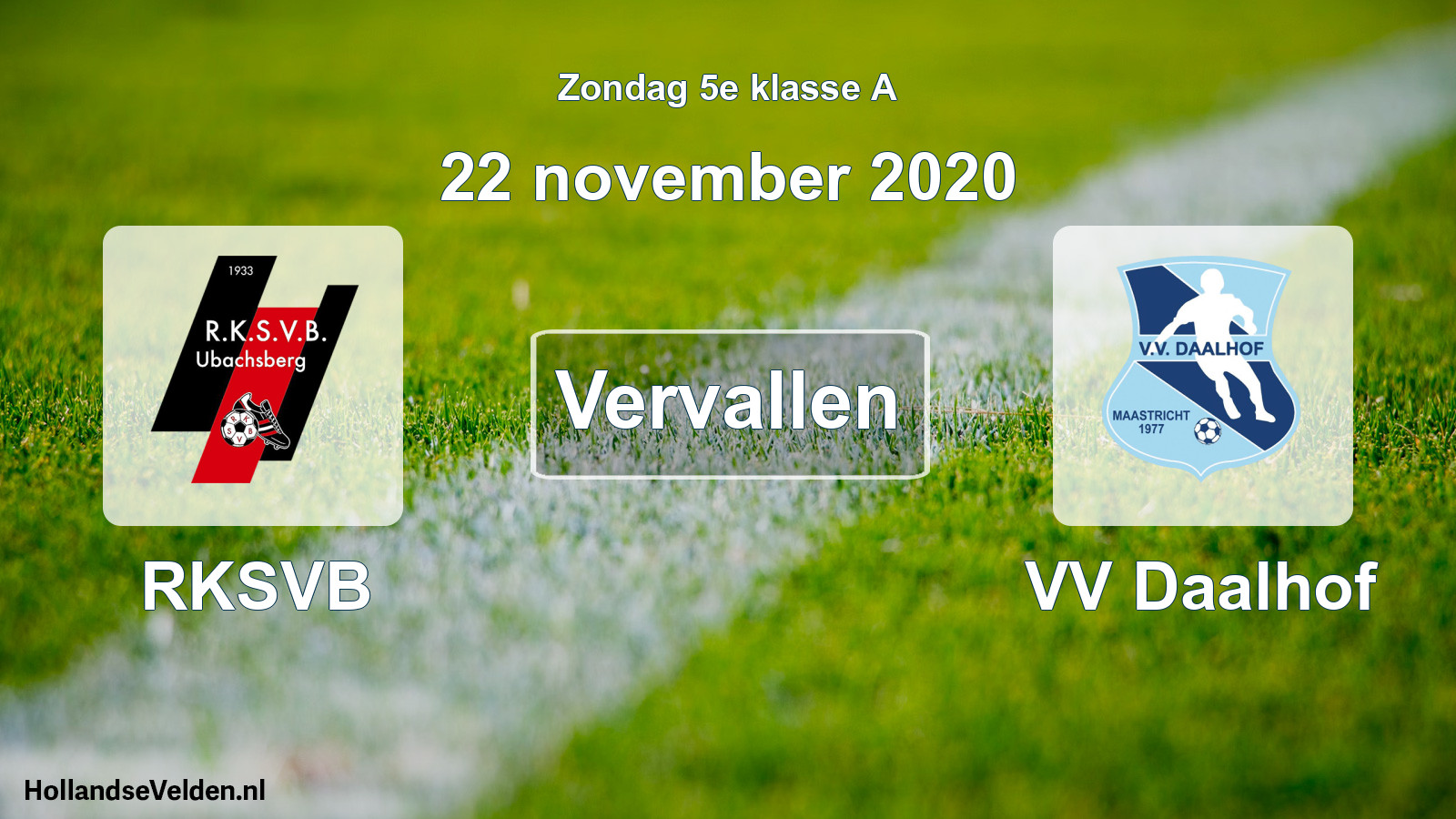 Scheduled Match: RKSVB - VV Daalhof (22 November 2020)