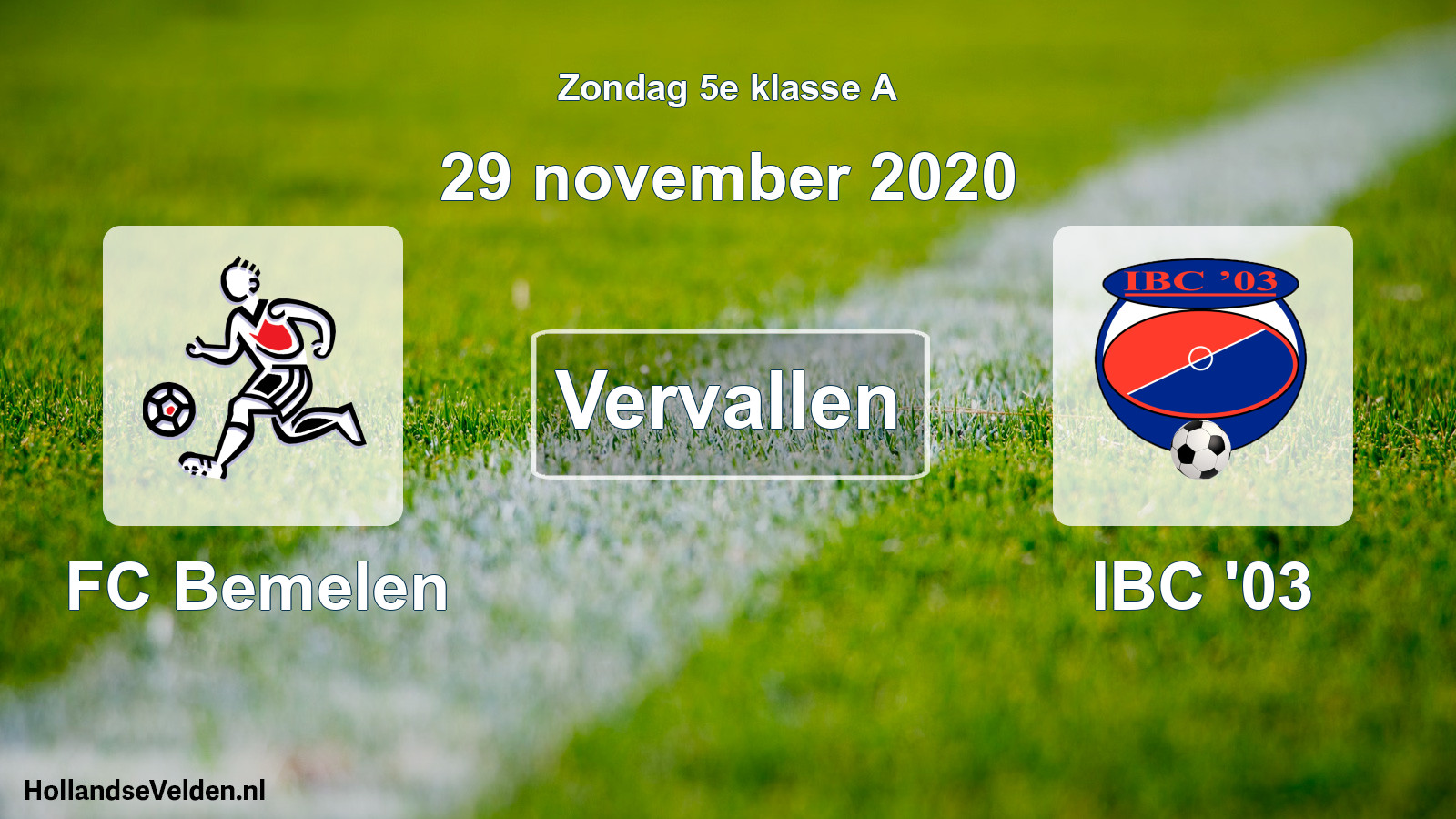 Scheduled Match: FC Bemelen - IBC '03 (29 November 2020)