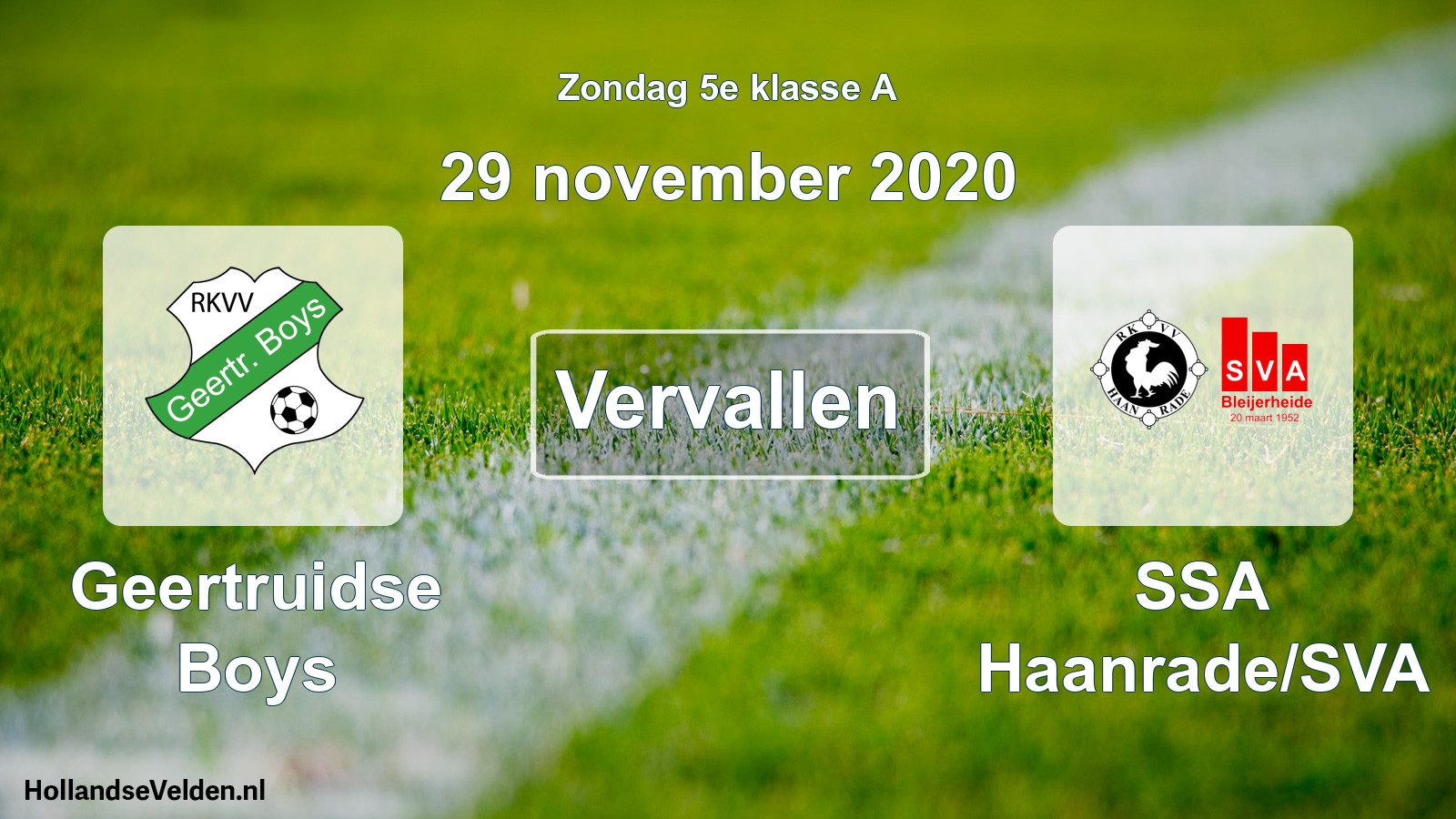 Scheduled Match: Geertruidse Boys - SSA Haanrade/SVA (29 November 2020)