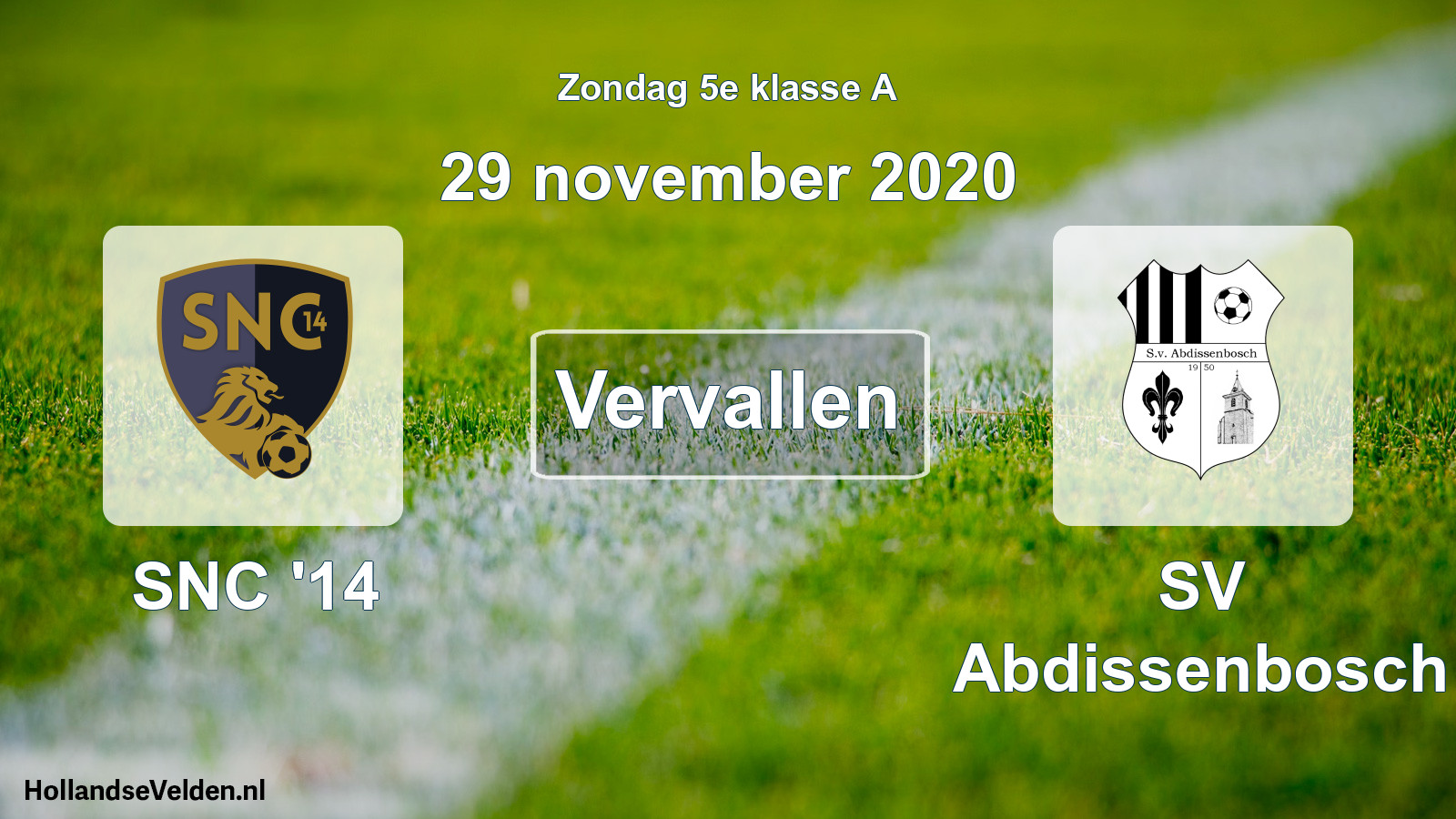 Scheduled Match: SNC '14 - SV Abdissenbosch (29 November 2020)
