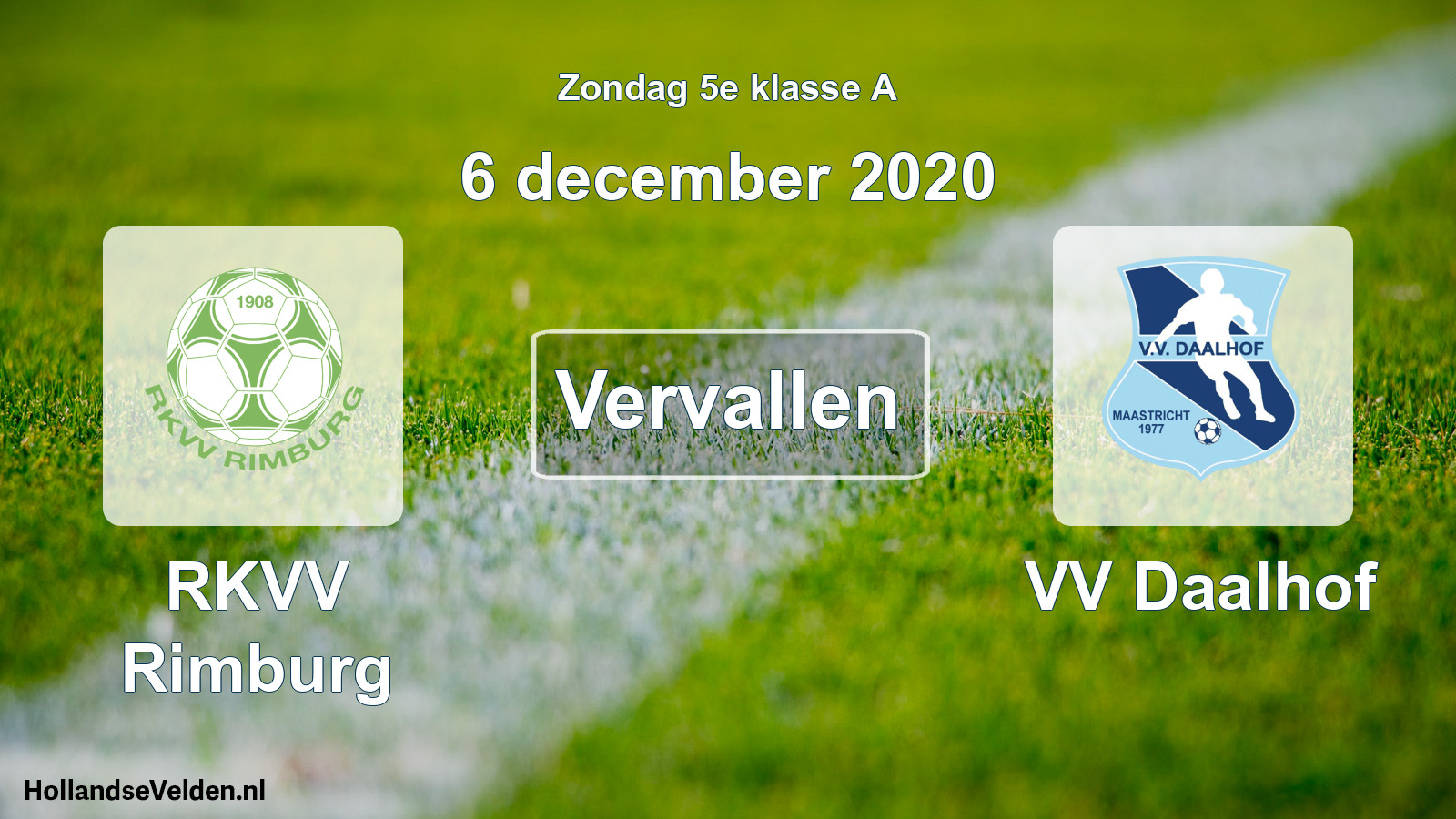 Scheduled Match: RKVV Rimburg - VV Daalhof (6 December 2020)