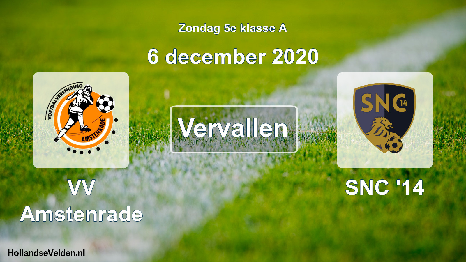 Scheduled Match: VV Amstenrade - SNC '14 (6 December 2020)