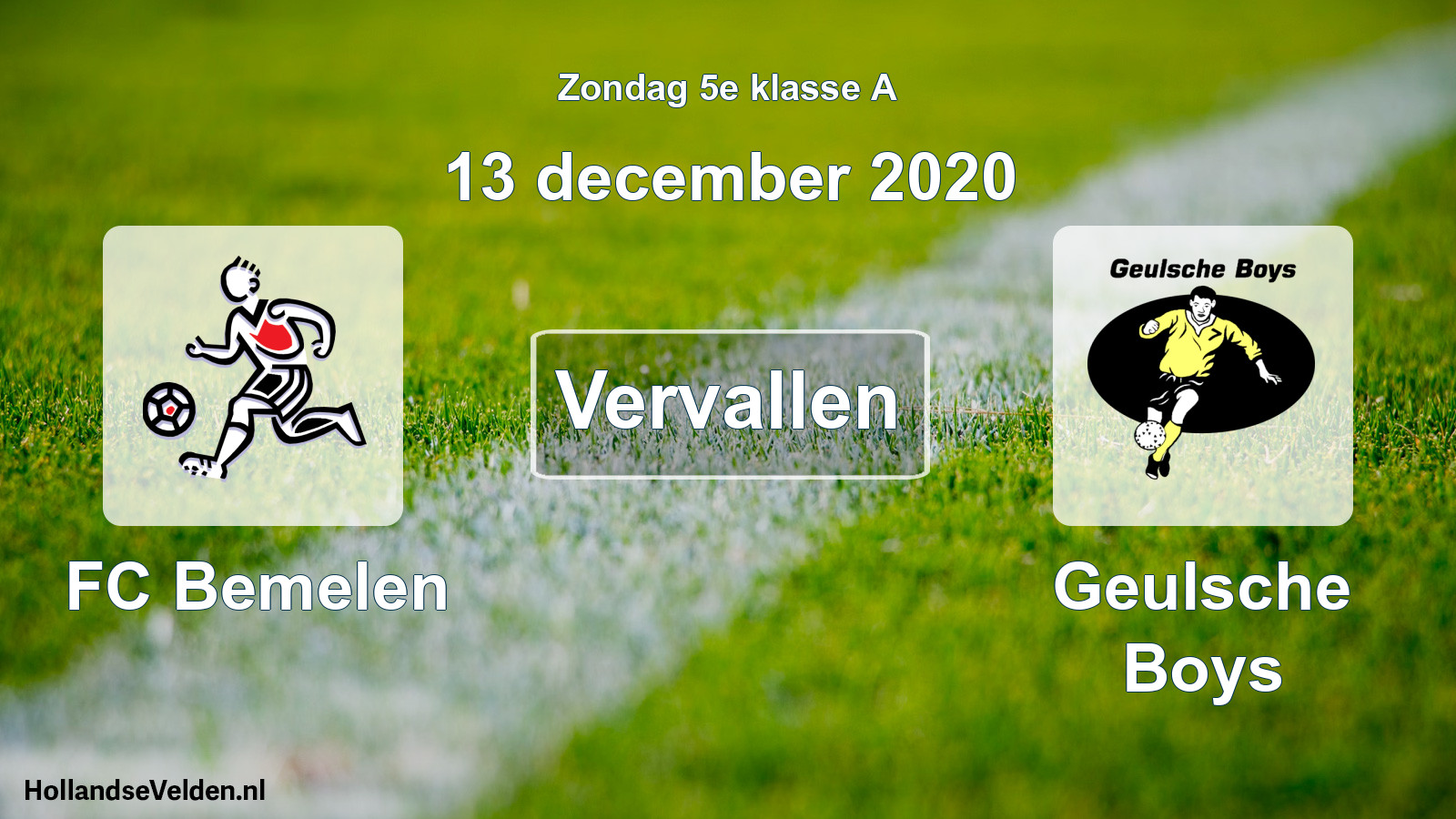 Scheduled Match: FC Bemelen - Geulsche Boys (13 December 2020)
