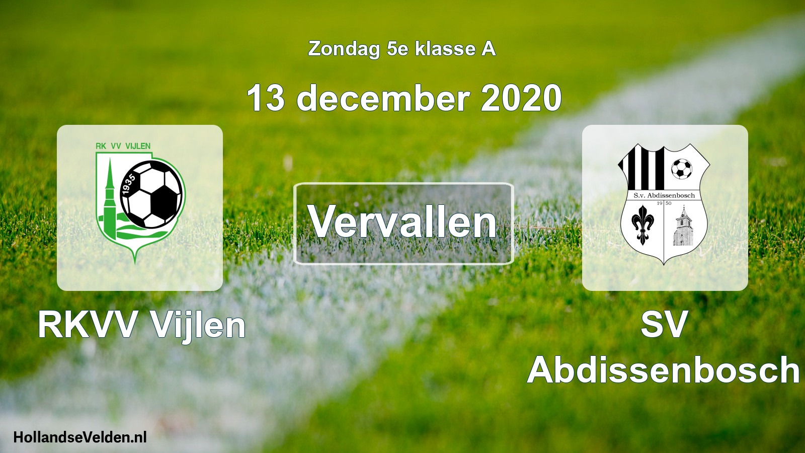 Scheduled Match: RKVV Vijlen - SV Abdissenbosch (13 December 2020)
