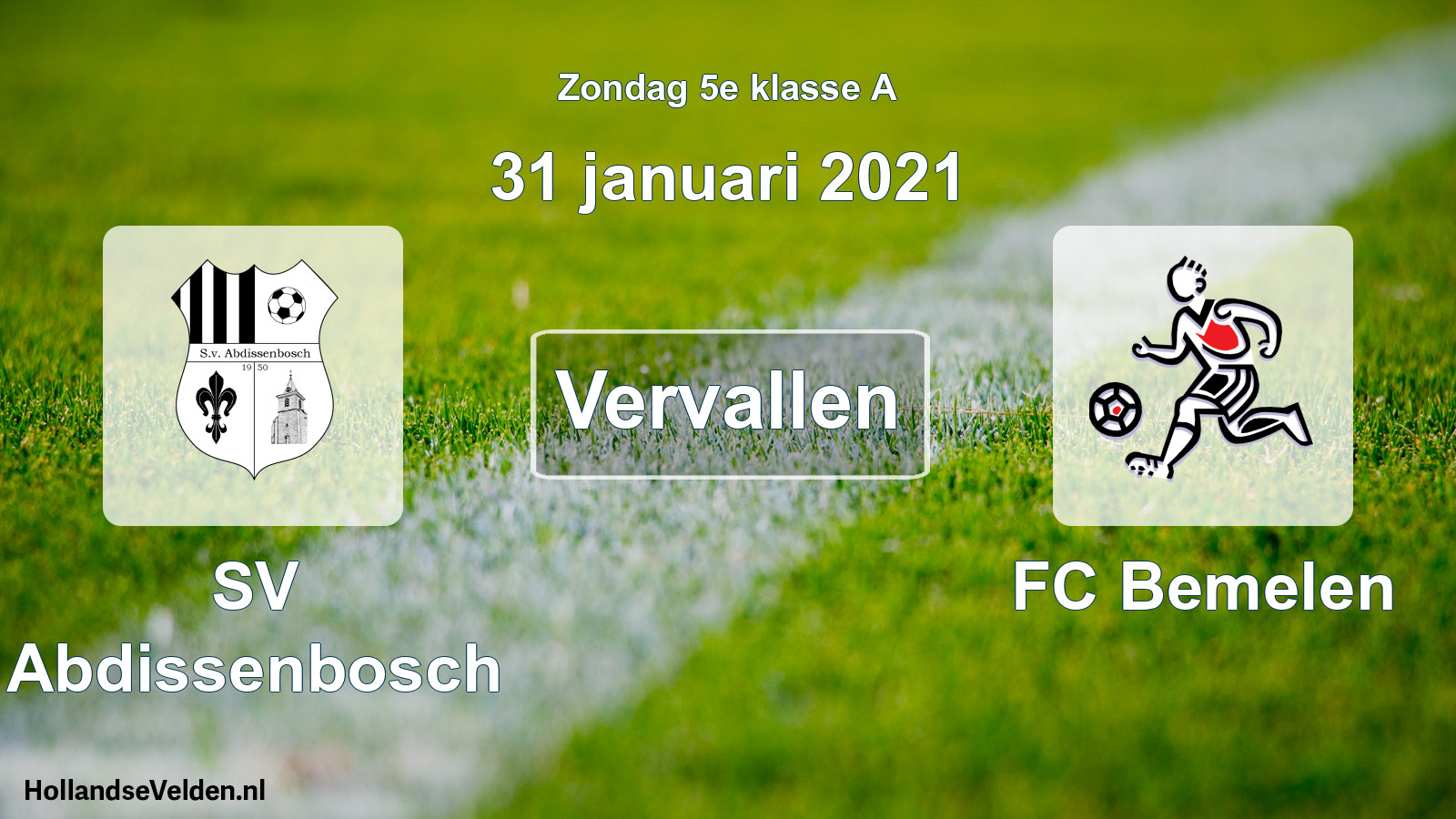 Scheduled Match: SV Abdissenbosch - FC Bemelen (31 January 2021)