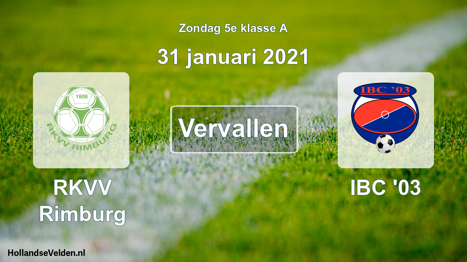 Scheduled Match: RKVV Rimburg - IBC '03 (31 January 2021)