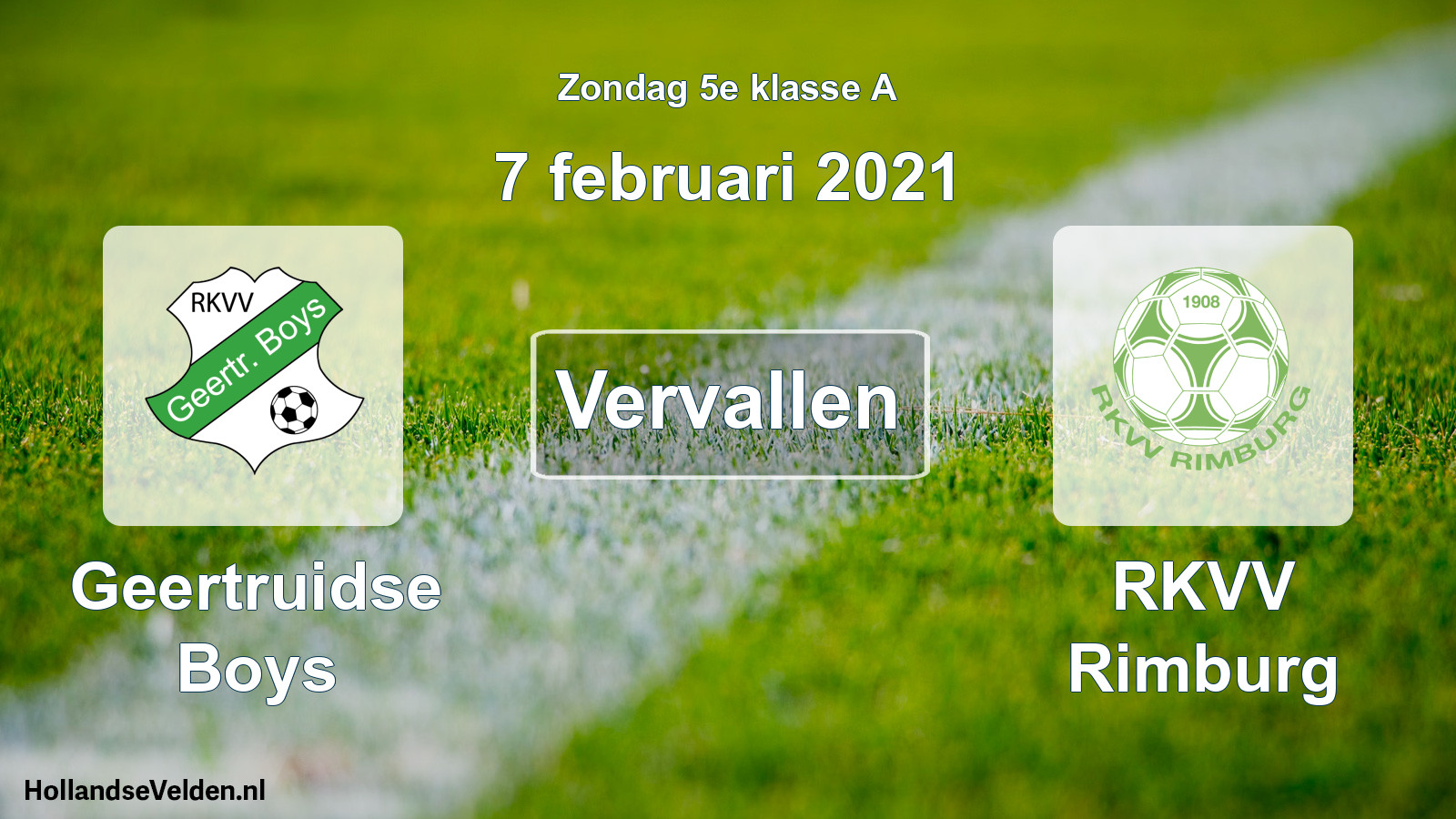 Scheduled Match: Geertruidse Boys - RKVV Rimburg (7 February 2021)