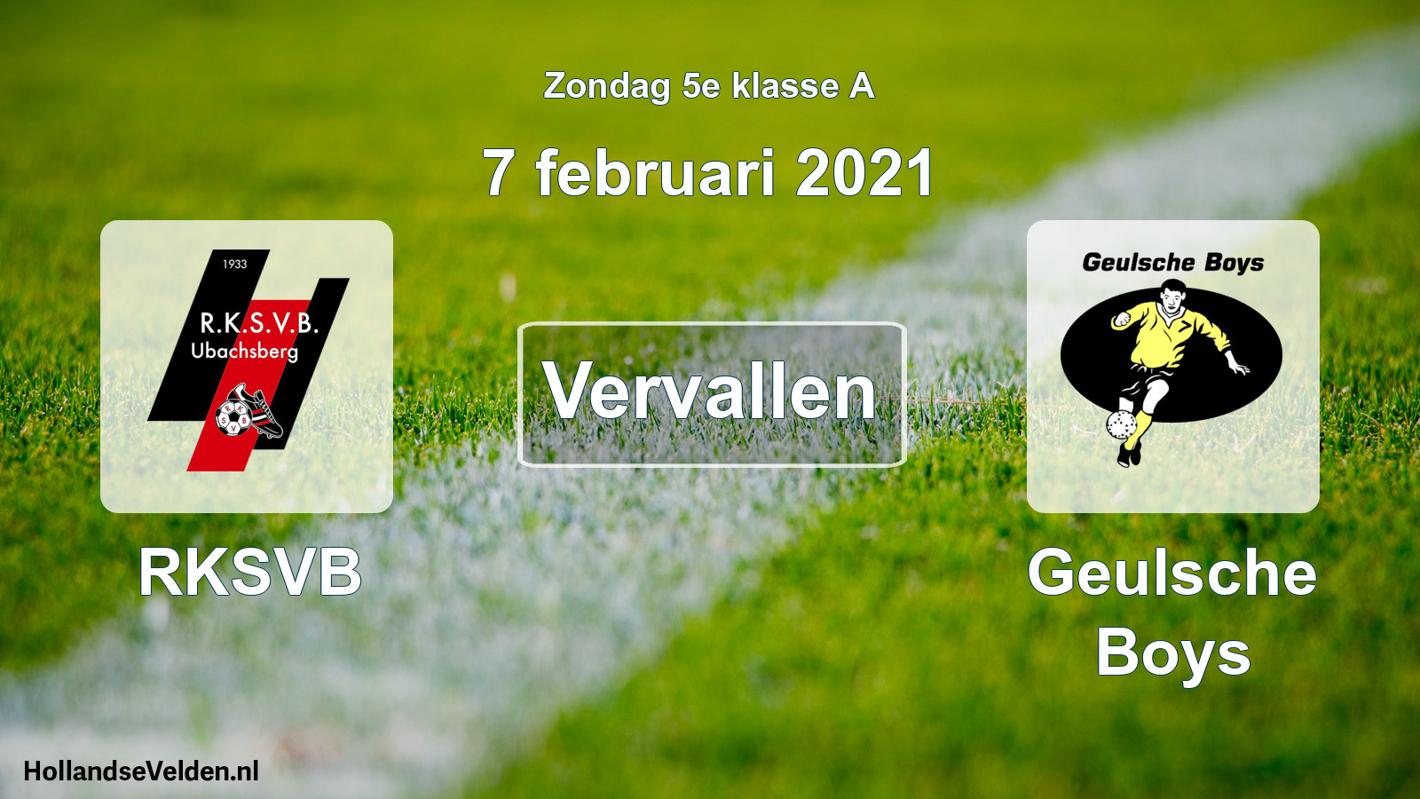 Scheduled Match: RKSVB - Geulsche Boys (7 February 2021)