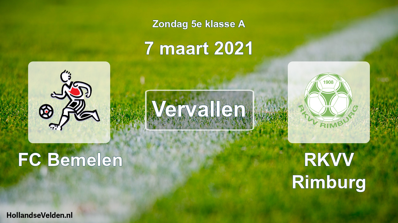 Scheduled Match: FC Bemelen - RKVV Rimburg (7 March 2021)