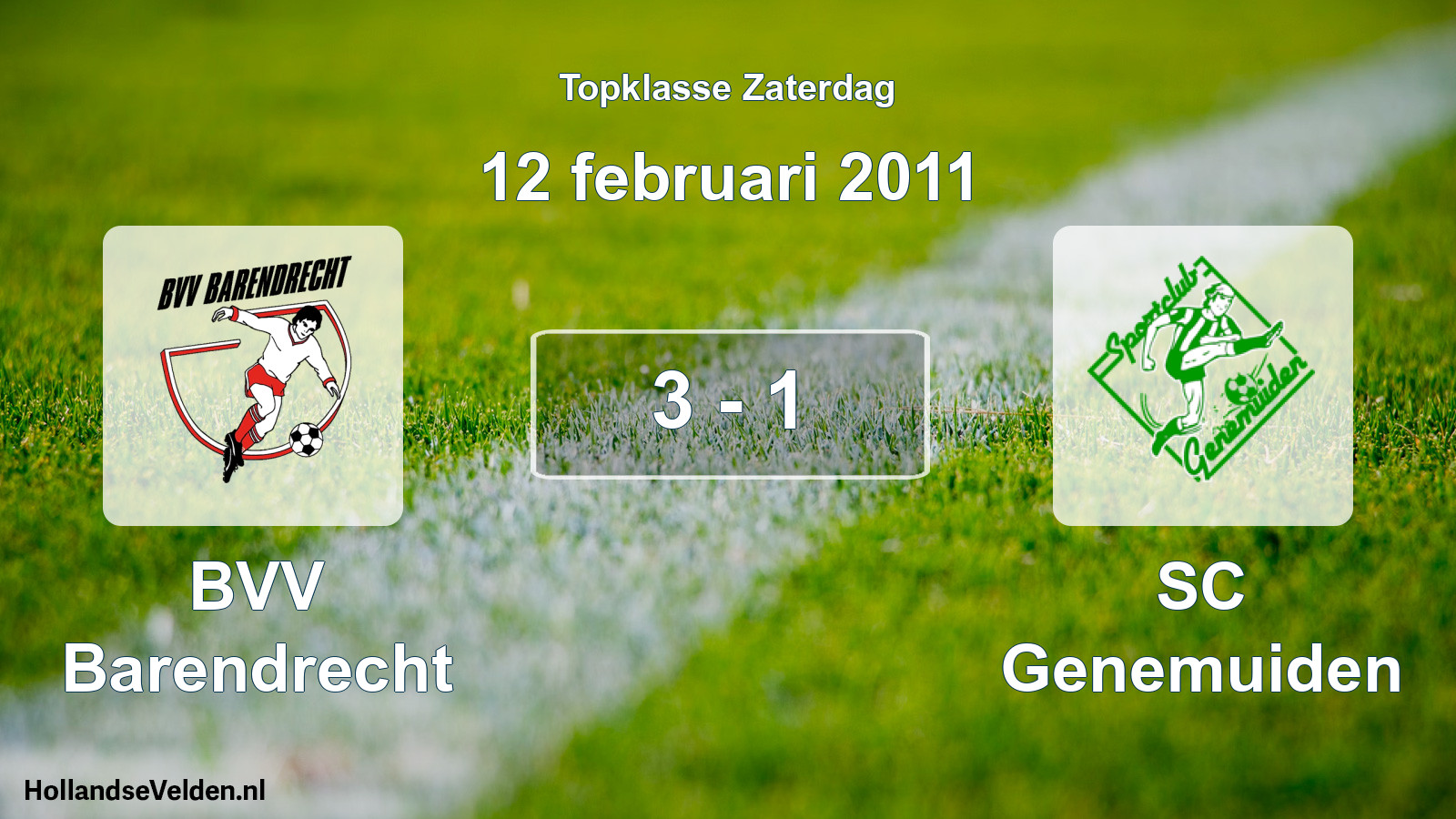 Total number of matches played: BVV Barendrecht - SC Genemuiden 3 - 1 (12 February 2011)