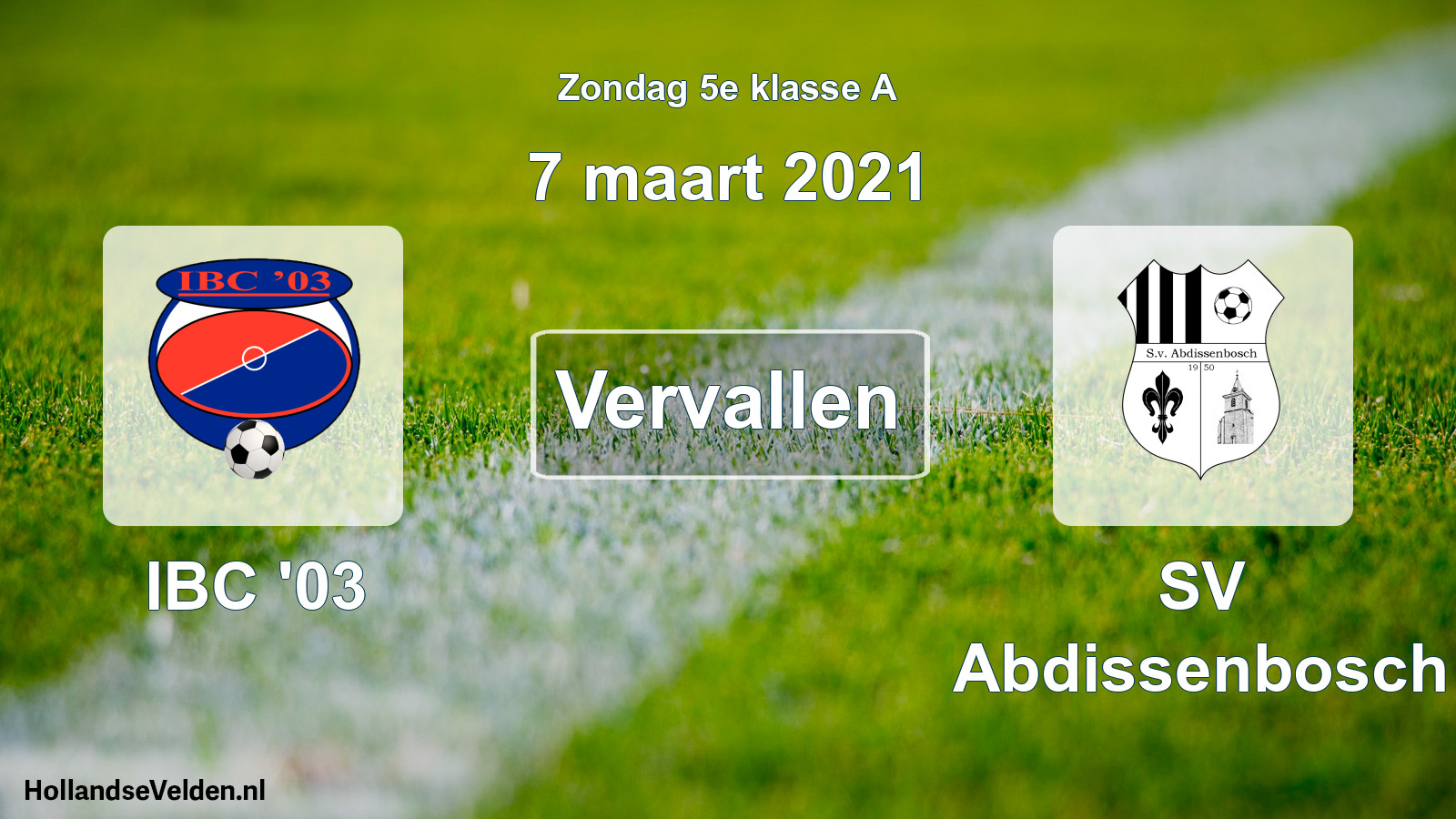 Scheduled Match: IBC '03 - SV Abdissenbosch (7 March 2021)