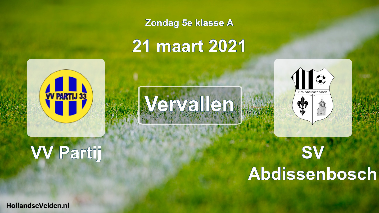 Scheduled Match: VV Partij - SV Abdissenbosch (21 March 2021)