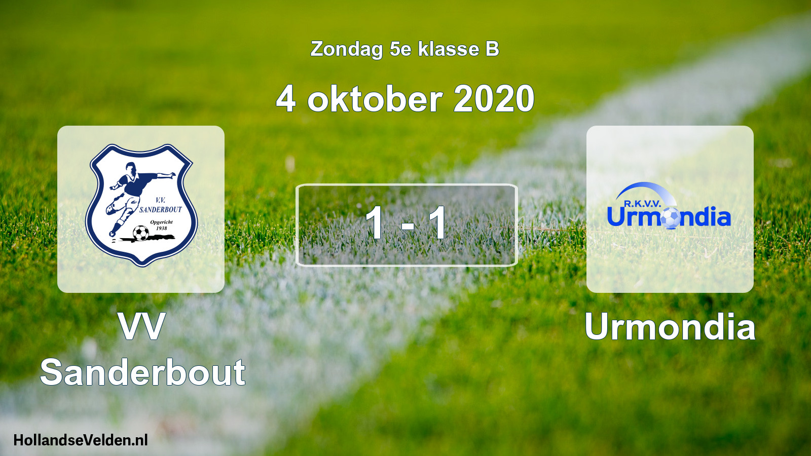 Total number of matches played: VV Sanderbout - Urmondia 1 - 1 (4 October 2020)