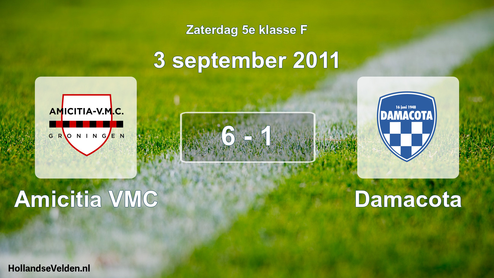 Total number of matches played: Amicitia VMC - Damacota 6 - 1 (3 September 2011)