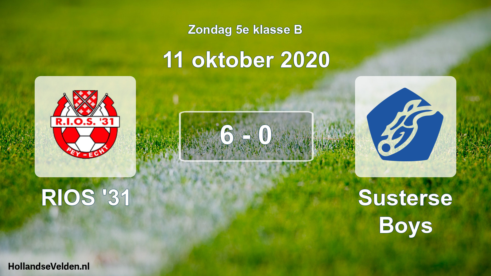 Total number of matches played: RIOS '31 - Susterse Boys 6 - 0 (11 October 2020)